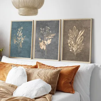 Set 3 tablouri decorative, Huhu242, Cadru: 100% LEMN MASIV (Grosime: 2 cm), Multicolor imagine