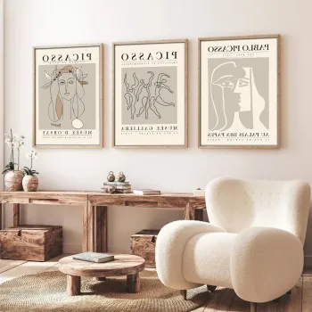 Set 3 tablouri decorative, Huhu256, Cadru: 100% LEMN MASIV (Grosime: 2 cm), Multicolor imagine