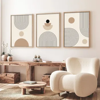 Set 3 tablouri decorative, Huhu261, Cadru: 100% LEMN MASIV (Grosime: 2 cm), Multicolor imagine