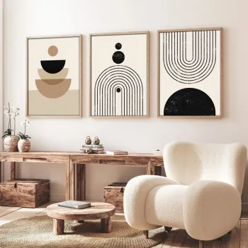 Set 3 tablouri decorative, Huhu262, Cadru: 100% LEMN MASIV (Grosime: 2 cm), Multicolor imagine