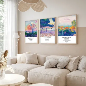 Set 3 tablouri decorative, Huhu265, Cadru: 100% LEMN MASIV (Grosime: 2 cm), Multicolor imagine
