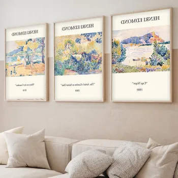 Set 3 tablouri decorative, Huhu266, Cadru: 100% LEMN MASIV (Grosime: 2 cm), Multicolor imagine