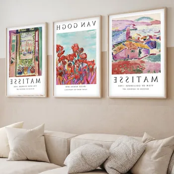 Set 3 tablouri decorative, Huhu268, Cadru: 100% LEMN MASIV (Grosime: 2 cm), Multicolor imagine