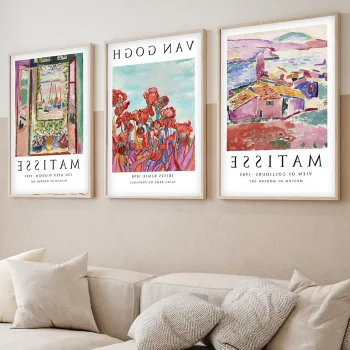 Set 3 tablouri decorative, Huhu268, Cadru: 100% LEMN MASIV (Grosime: 2 cm), Multicolor imagine