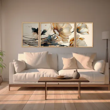 Set 3 tablouri decorative, Huhu303, Cadru: 100% LEMN MASIV (Grosime: 2 cm), Multicolor imagine