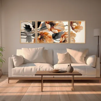 Set 3 tablouri decorative, Huhu306, Cadru: 100% LEMN MASIV (Grosime: 2 cm), Multicolor imagine