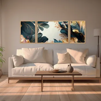 Set 3 tablouri decorative, Huhu310, Cadru: 100% LEMN MASIV (Grosime: 2 cm), Multicolor imagine