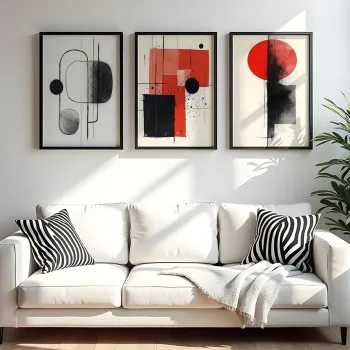 Set 3 tablouri decorative, Huhu439- 50 x 70, Cadru: 100% LEMN MASIV (Grosime: 2 cm), Multicolor imagine