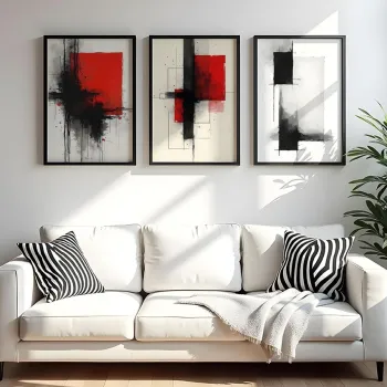 Set 3 tablouri decorative, Huhu442- 50 x 70, Cadru: 100% LEMN MASIV (Grosime: 2 cm), Multicolor imagine