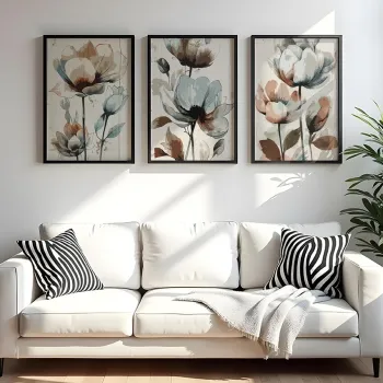 Set 3 tablouri decorative, Huhu478S, Cadru: 100% LEMN MASIV (Grosime: 2,5 cm), Multicolor imagine
