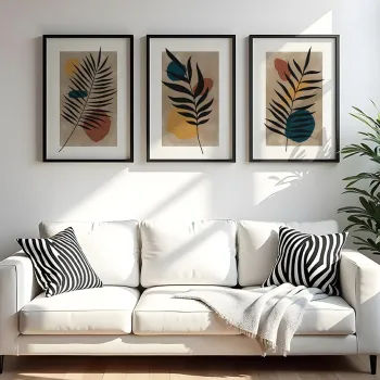 Set 3 tablouri decorative, Huhu483S, Cadru: 100% LEMN MASIV (Grosime: 2,5 cm), Multicolor imagine