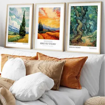 Set 3 tablouri decorative, Huhu528, Cadru: 100% LEMN MASIV (Grosime: 2 cm), Multicolor imagine