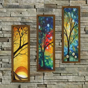 Set 3 tablouri decorative, KZM399, MDF, Imprimat UV, Multicolor imagine