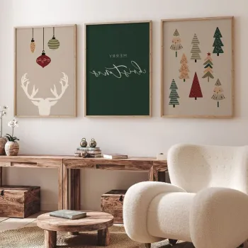 Set 3 tablouri decorative, Nwyearmdl7, MDF, Multicolor imagine