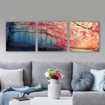 Set 3 tablouri decorative, Pdrmnz3840, Cadru: 100% LEMN (grosime: 3 cm), Multicolor imagine