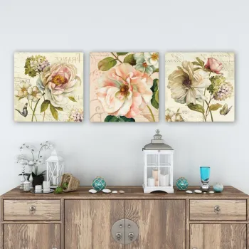 Set 3 tablouri decorative, pmdr45, Cadru: 100% LEMN (grosime: 3 cm), Multicolor imagine