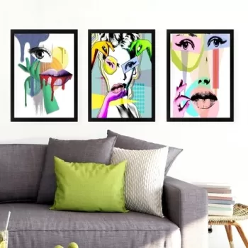 Set 3 tablouri decorative, SET_037, Lulu, 24x29 cm, plastic imagine