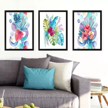 Set 3 tablouri decorative, SET_040, Lulu, 24x29 cm, plastic imagine