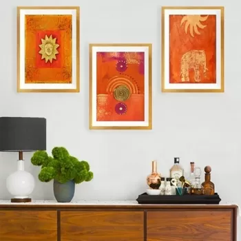 Set 3 tablouri decorative, SET_095, Lulu, 24x29 cm, plastic imagine