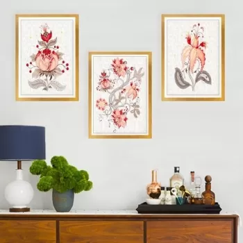 Set 3 tablouri decorative, SET_106, Lulu, 34x44 cm, plastic imagine