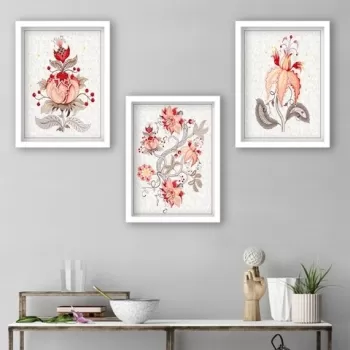 Set 3 tablouri decorative, SET_200, Lulu, 34x44 cm, plastic imagine