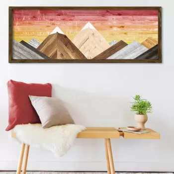 Set 3 tablouri decorative, TAH109, MDF, Lemn, Multicolor imagine