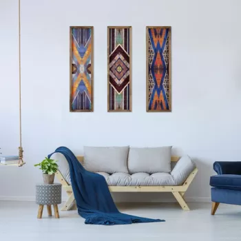 Set 3 tablouri decorative, TAH177, MDF, Lemn, Multicolor imagine