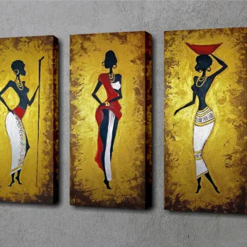 Set 3 tablouri decorative, UC024, Dimensiune: 45 x 20 cm (3 bucati), Multicolor imagine