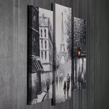 Set 3 tablouri decorative, UC034, Canvas, 45 x 20 cm, Multicolor imagine