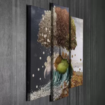 Set 3 tablouri decorative, UC036, Canvas, 45 x 20 cm, Multicolor imagine