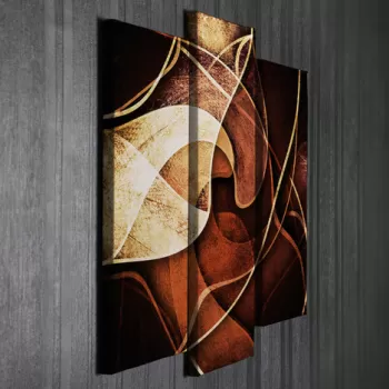 Set 3 tablouri decorative, UC038, Canvas, 45 x 20 cm, Multicolor imagine