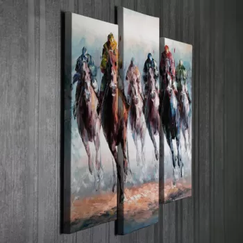 Set 3 tablouri decorative, UC039, Canvas, 45 x 20 cm, Multicolor imagine