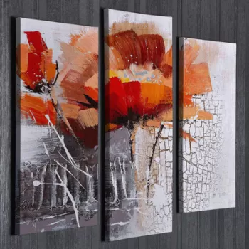 Set 3 tablouri decorative, UC042, Canvas, 45 x 20 cm, Multicolor imagine