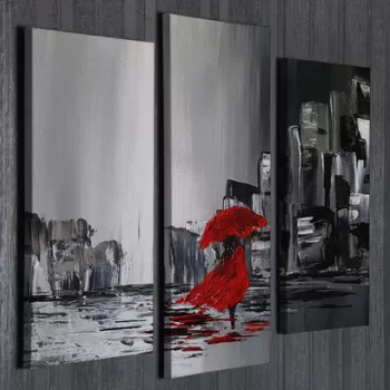 Set 3 tablouri decorative, UC043, Canvas, 45 x 20 cm, Multicolor imagine