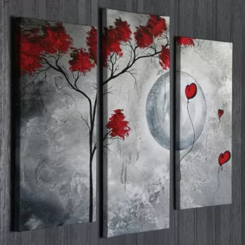 Set 3 tablouri decorative, UC044, Canvas, 45 x 20 cm, Multicolor imagine