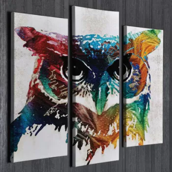 Set 3 tablouri decorative, UC045, Canvas, 45 x 20 cm, Multicolor imagine