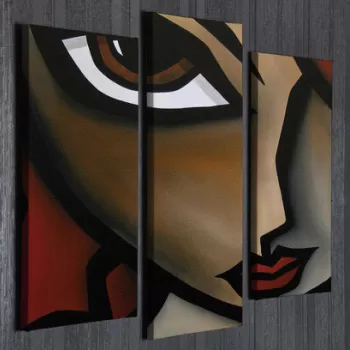 Set 3 tablouri decorative, UC046, Canvas, 45 x 20 cm, Multicolor imagine