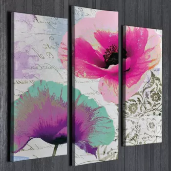 Set 3 tablouri decorative, UC047, Canvas, 45 x 20 cm, Multicolor imagine