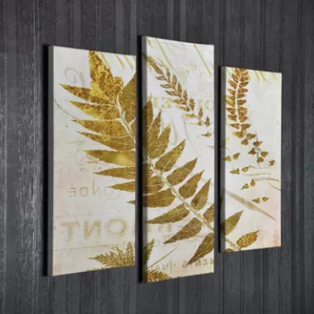 Set 3 tablouri decorative, UC108, Canvas, Lemn, Multicolor imagine