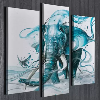 Set 3 tablouri decorative, UC50, Canvas, 45 x 20 cm, Multicolor imagine