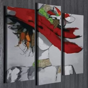 Set 3 tablouri decorative, UC51, Canvas, 45 x 20 cm, Multicolor imagine