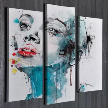 Set 3 tablouri decorative, UC52, Canvas, 45 x 20 cm, Multicolor imagine