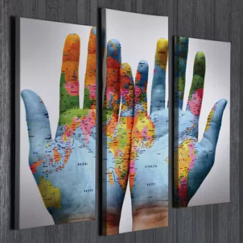 Set 3 tablouri decorative, UC53, Canvas, 45 x 20 cm, Multicolor imagine