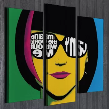 Set 3 tablouri decorative, UC56, Canvas, 45 x 20 cm, Multicolor imagine