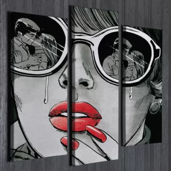 Set 3 tablouri decorative, UC59, Canvas, 45 x 20 cm, Multicolor imagine