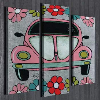 Set 3 tablouri decorative, UC60, Canvas, 45 x 20 cm, Multicolor imagine