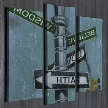 Set 3 tablouri decorative, UC62, Canvas, 45 x 20 cm, Multicolor imagine