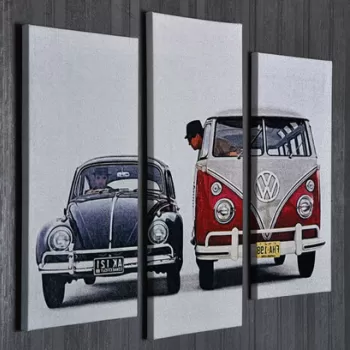 Set 3 tablouri decorative, UC64, Canvas, 45 x 20 cm, Multicolor imagine