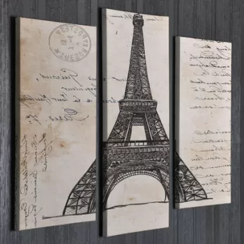 Set 3 tablouri decorative, UC65, Canvas, 45 x 20 cm, Multicolor imagine