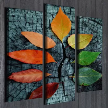 Set 3 tablouri decorative, UC67, Canvas, 45 x 20 cm, Multicolor imagine